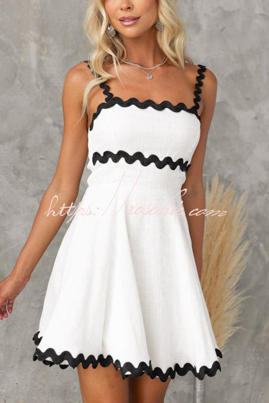 Aimie Color Wavy Lace Suspender Mini Dress