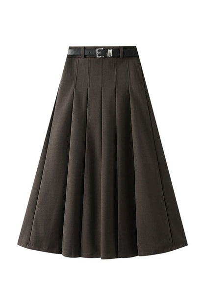 Designed Wide Pleated Woolen Pleated Skirt
