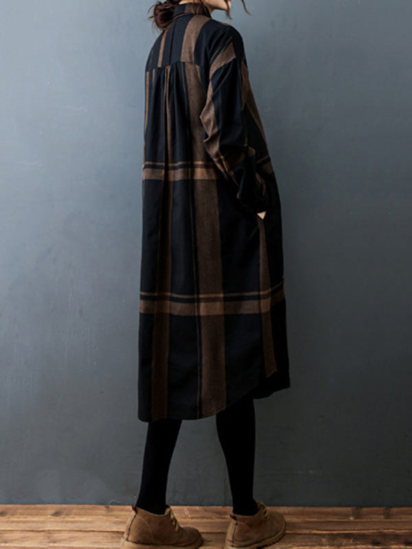 Long Sleeve Pleats Blouse Shirt Dress