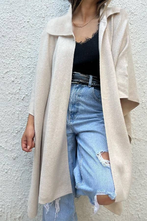 Color Cardigan Loose Single Button Windbreaker Jacket