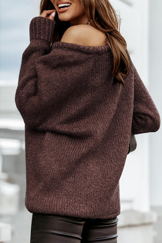 Ribbed Knitted Oversized Pullover Sweater