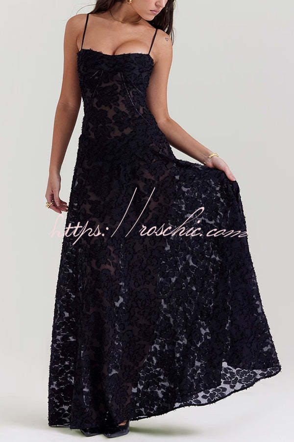 Suspenders See-through Holiday Slim Maxi Dress