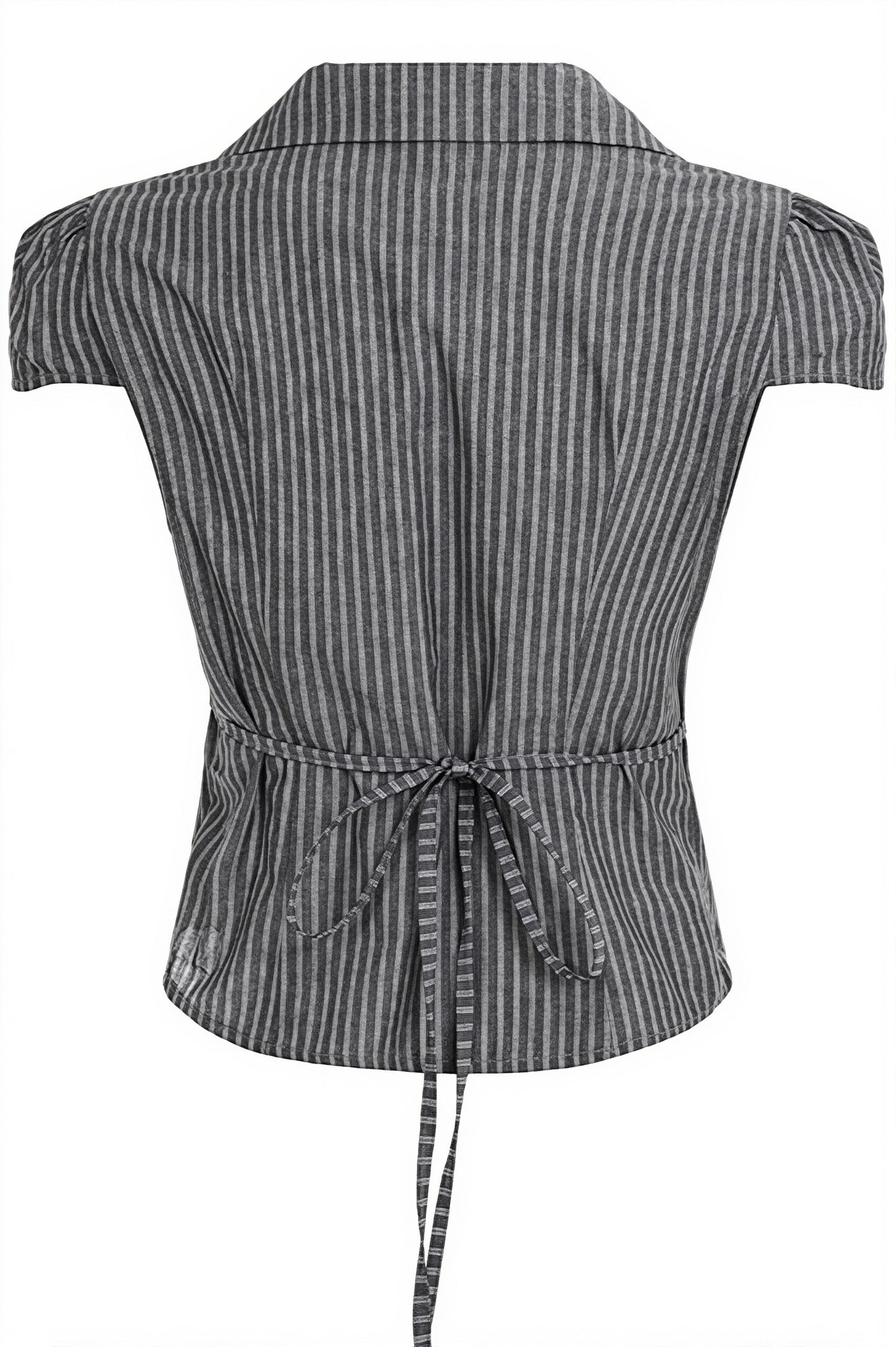 Slim Lace Striped V Neck Blouse