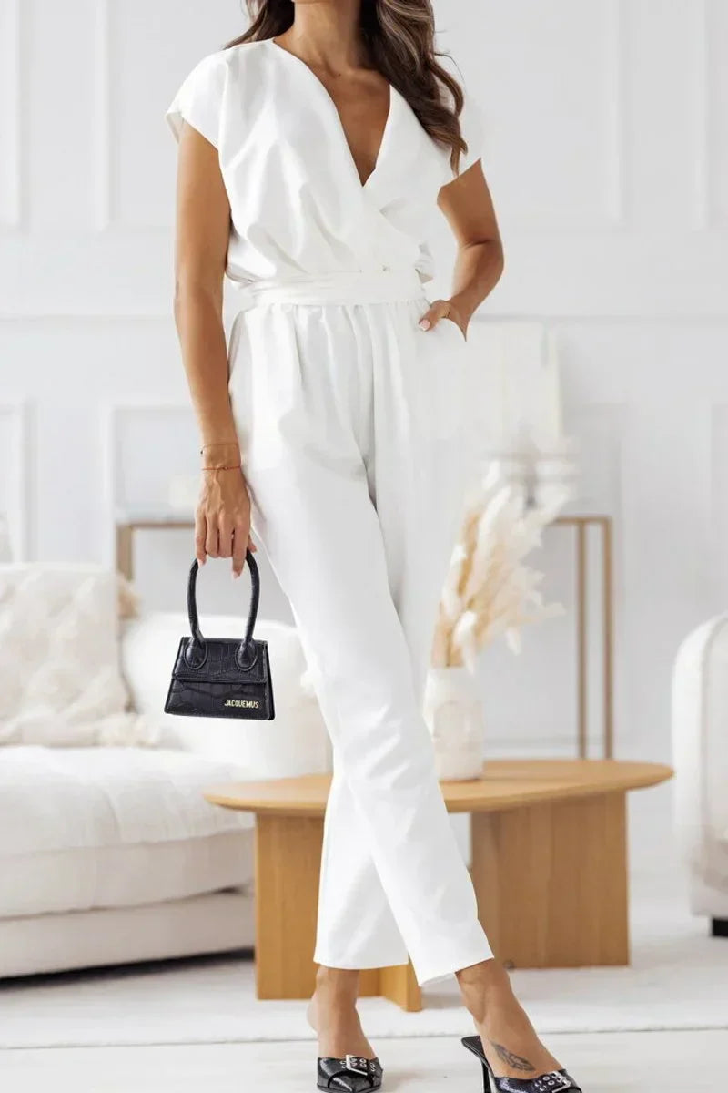Sable | Short Sleeve V-neck Jumpsuit