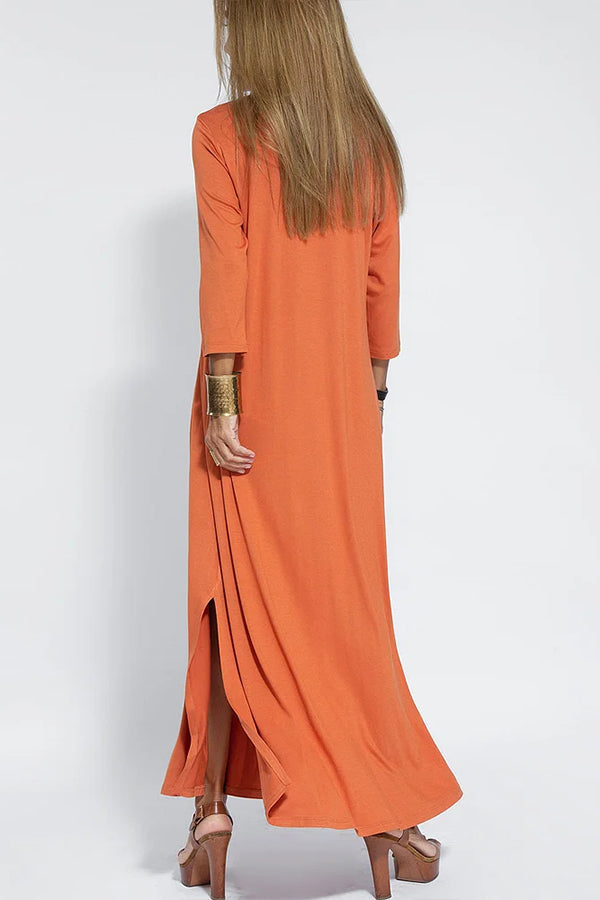 V Neck Color Maxi Dress