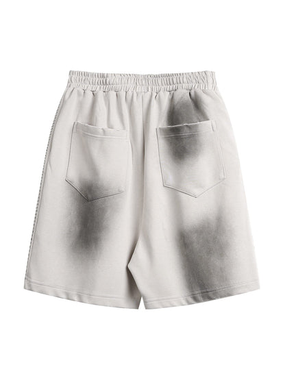 Distressed Paint-splatter Denim Shorts