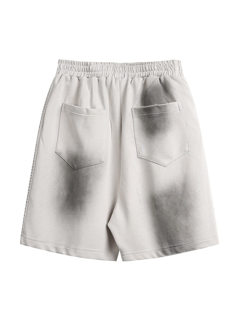 Distressed Paint-splatter Denim Shorts