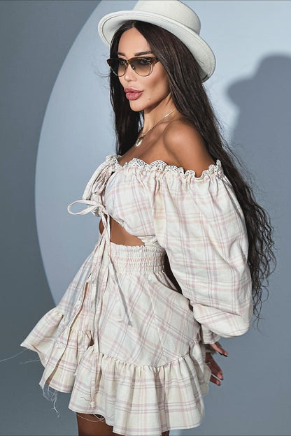 Cutout Lace Off-the-shoulder Mini Dress