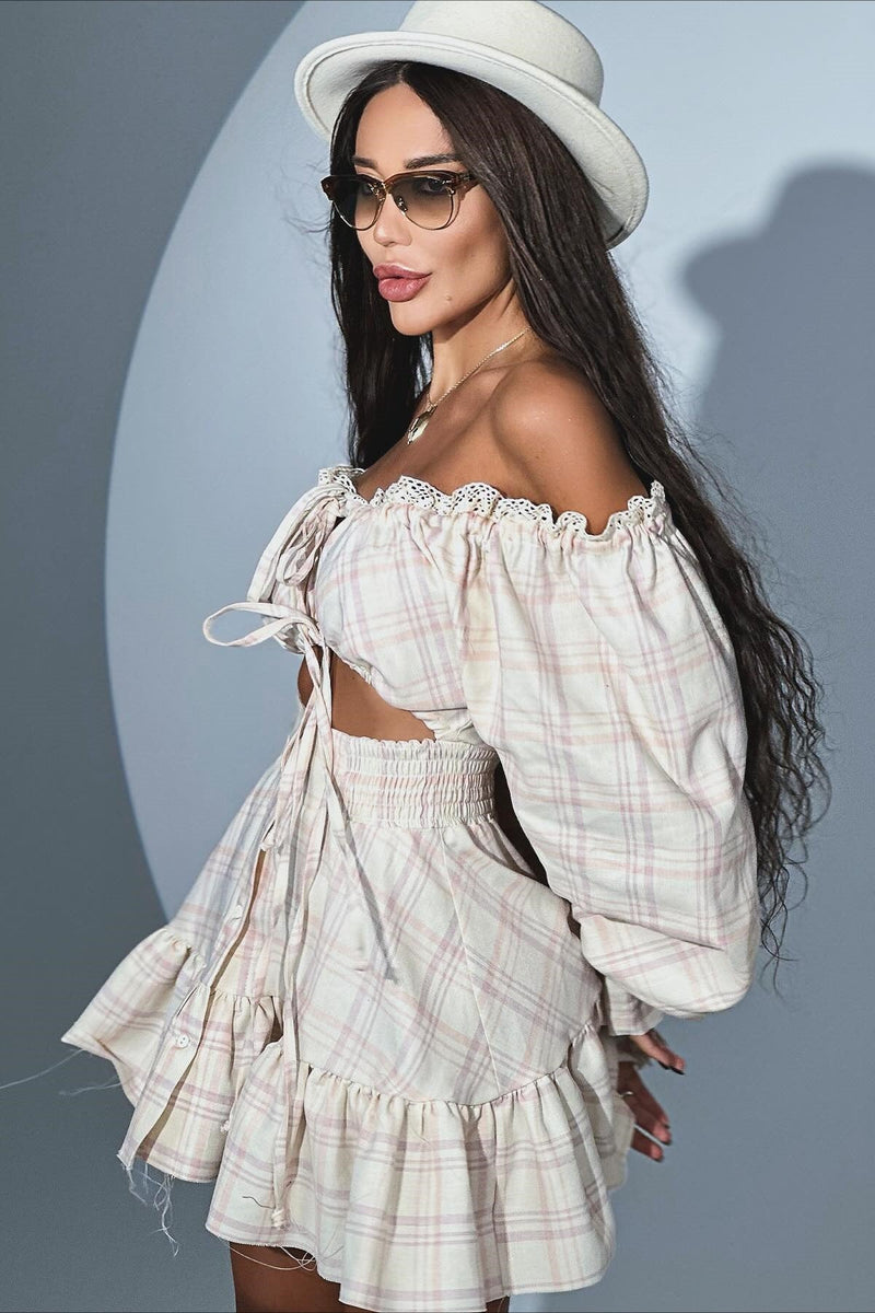 Cutout Lace Off-the-shoulder Mini Dress