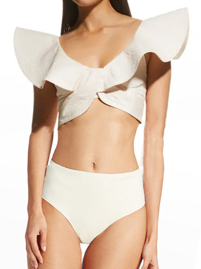Ruffled Split Swimsuit and Beach Skirt