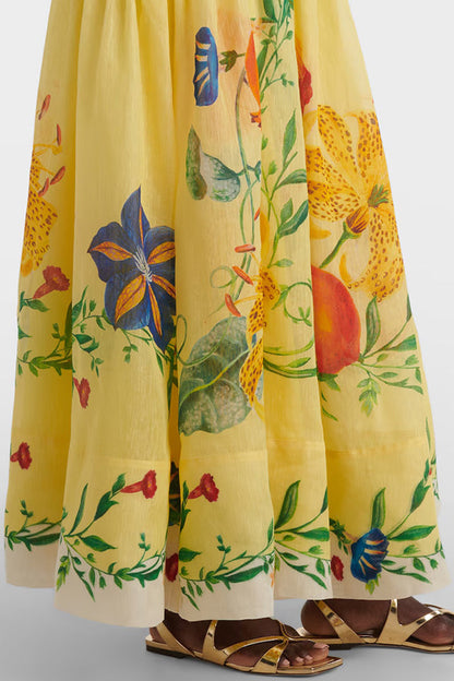 Print Halterneck Open Back Full Hem Maxi Dress