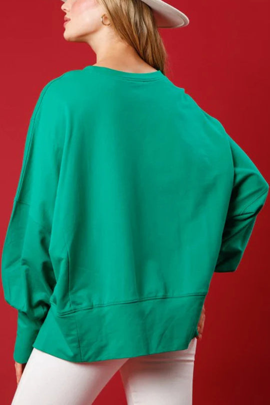 Christmas Santa Sequined Loose Long Sleeve Sweatshirt