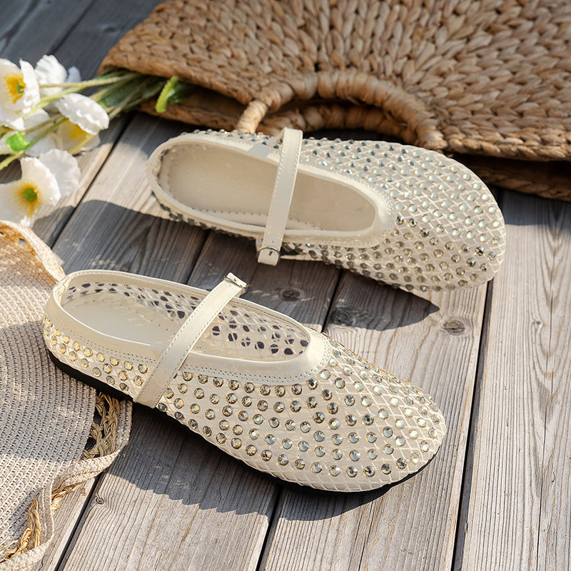 Fashionable Rhinestone French Buckle Sandals