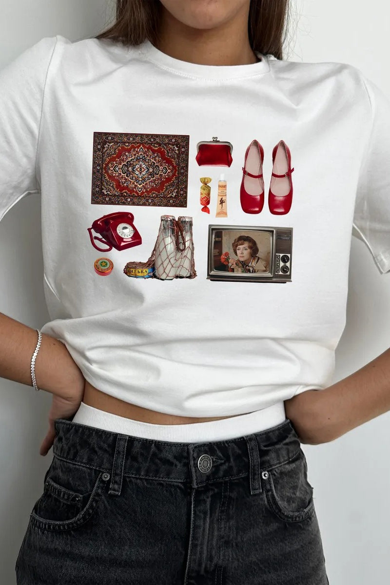 Minimalist Fun Print Loose Cotton T-shirt