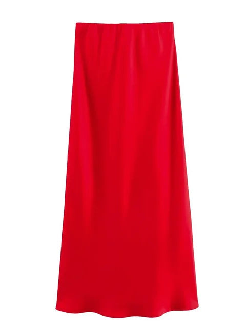 White High Waist Slim Maxi Skirt – Patchwork Summer Long Skirt