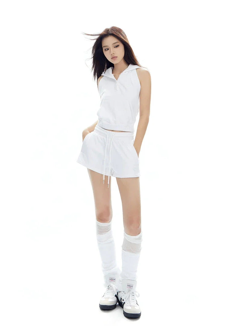 Sleeveless Hoodie and Shorts Set