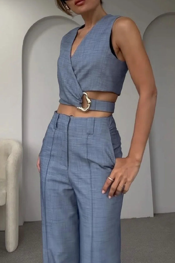 Crossover Vest \u0026 Pants Two-piece Set