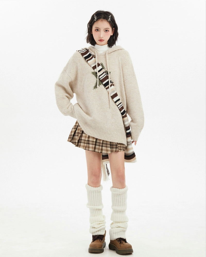 Oversized Star Patch Knit Sweater