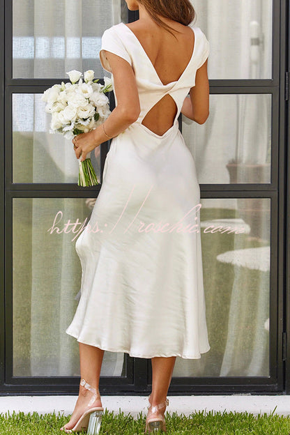 Ivana Satin Twist Back Cutout Midi Maxi Dress