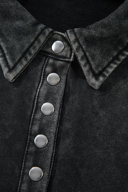 Buttons Balloon Sleeve Oversized Sweatshirt