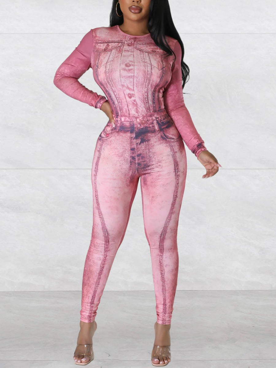 Crop Top Gradient Skinny Pants Set Bo2121