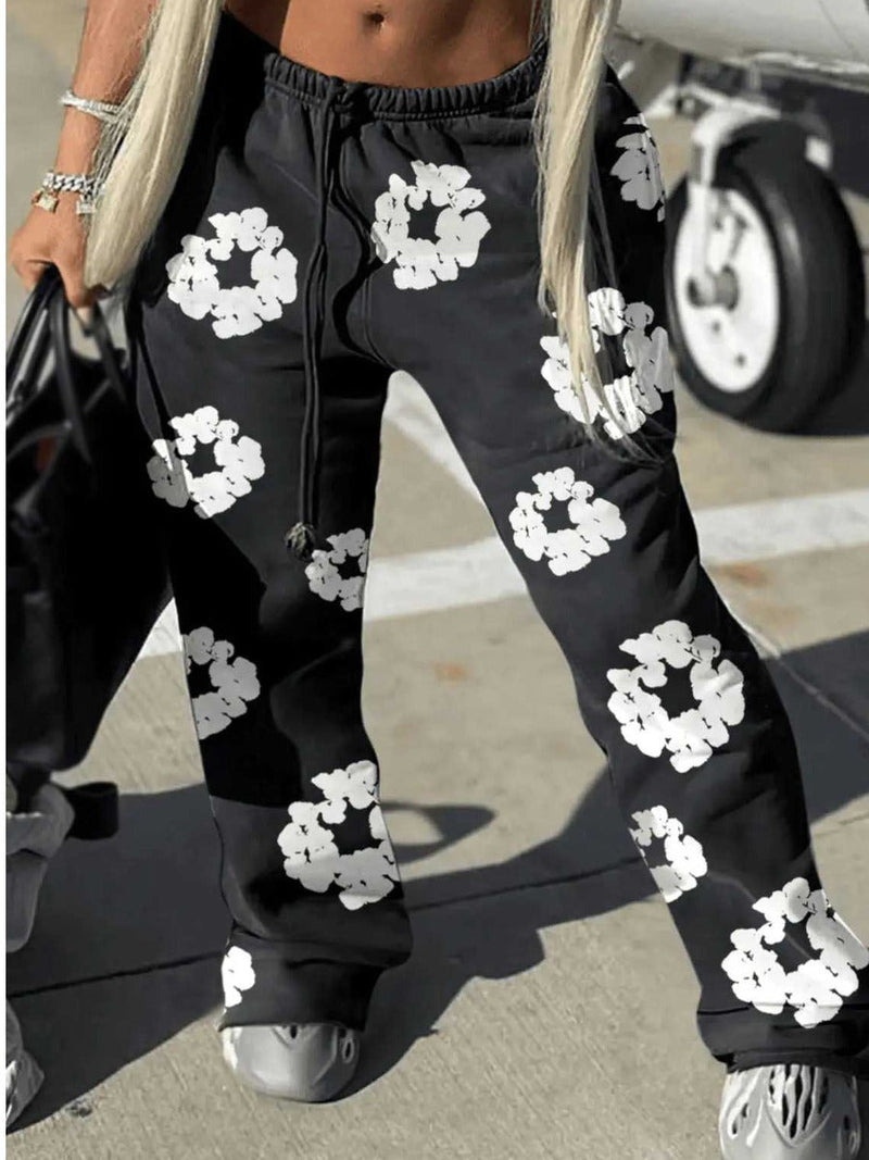 Mid Waist Decor Drawstring Sweatpants At9013