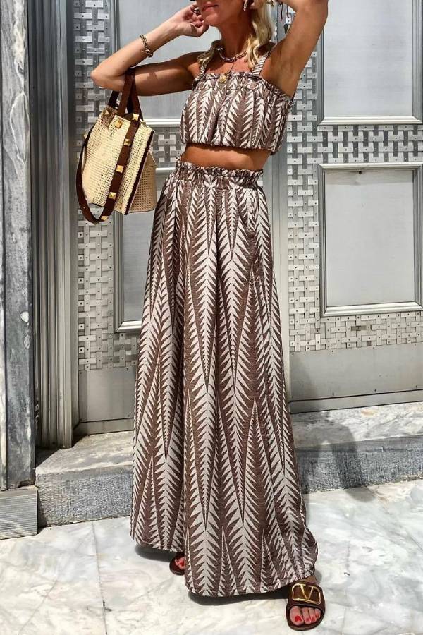 Suspender Wide-leg Elastic Pants Suit