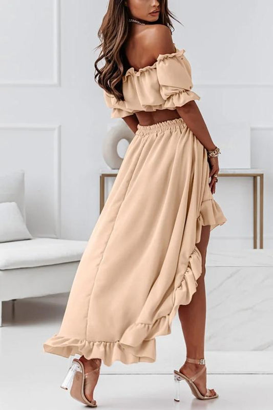 Off the Shoulder Midi Dress Suit