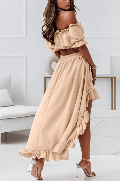 Off the Shoulder Midi Dress Suit