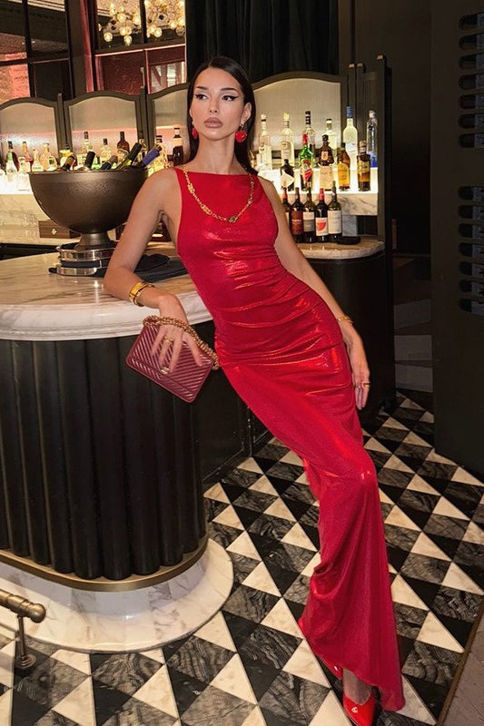 Red Slim Fit Maxi Dress