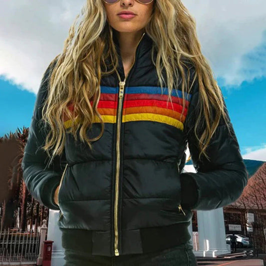 Winter Stitching Hooded Long Sleeve Coat