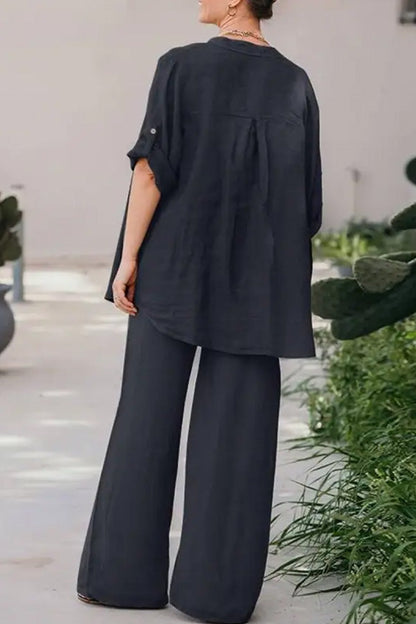 Loose Color Shirt Pants Set