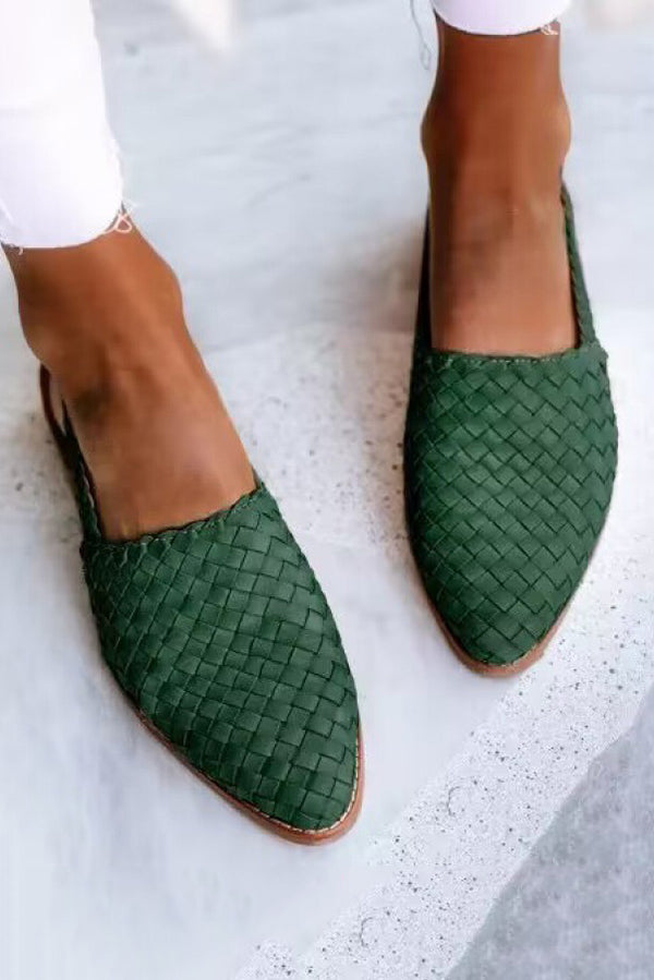 Pointed Toe Woven Flat Sandals