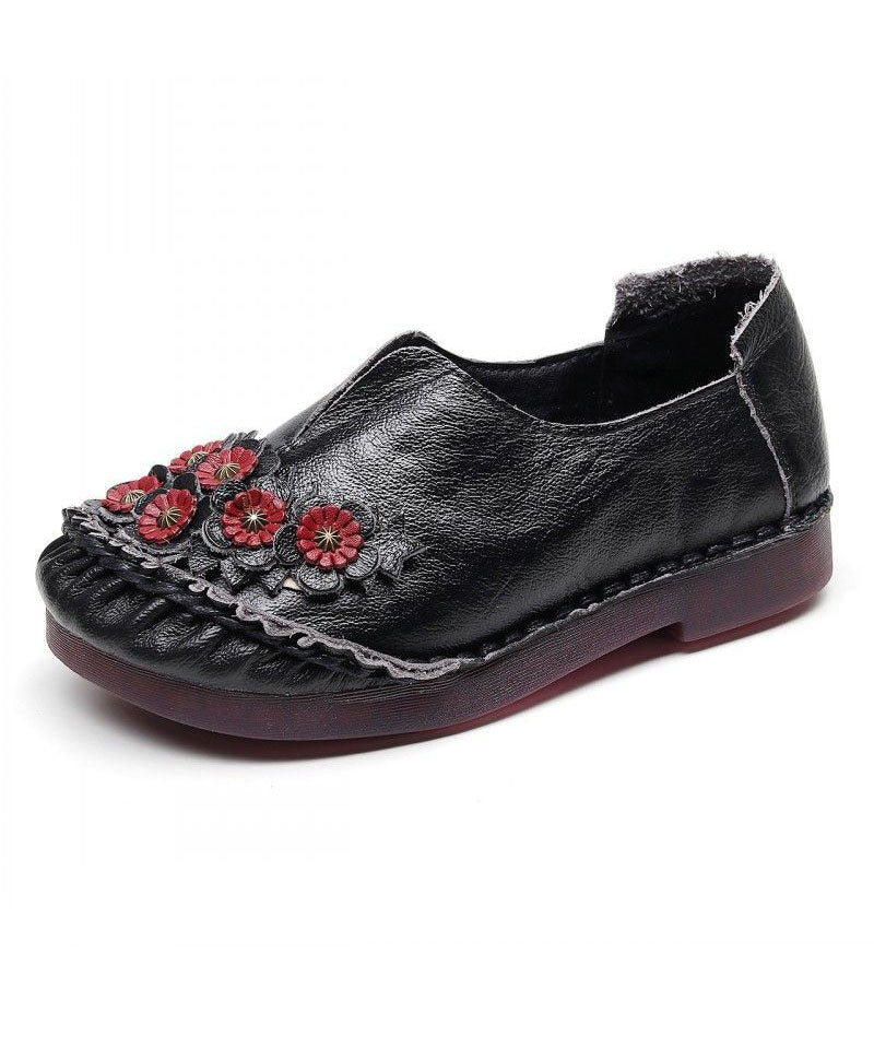 Unique Splicing Flat Shoes for Red Cowhide Leather Ly0172