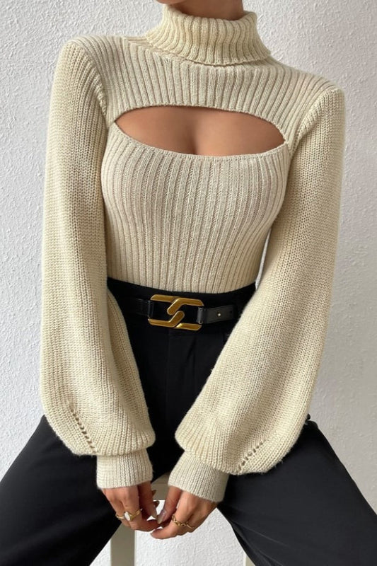 Hollow Out Turtleneck Sweater