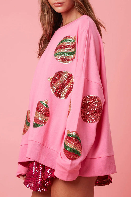 Christmas Egg Sequined Long Sleeve Sweatshirt