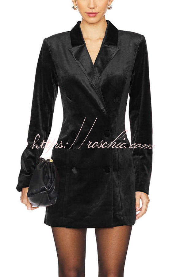 Holiday Soiree Color Velvet Lapel Long Sleeve Blazer Mini Dress