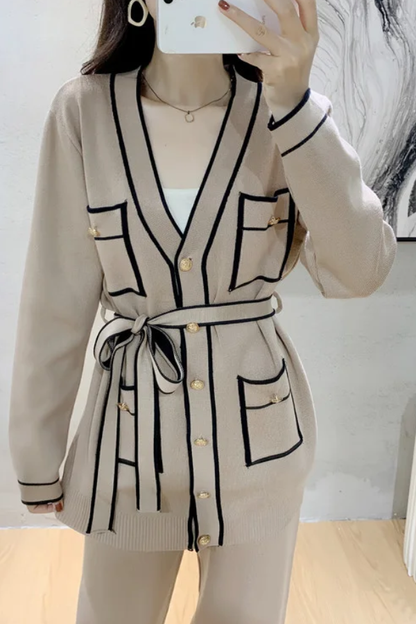 Color Contrast Two-piece Sweater Suit
