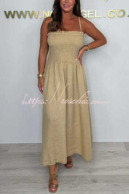 Color Short Jacket and Suspender Pleated Maxi Dress Set