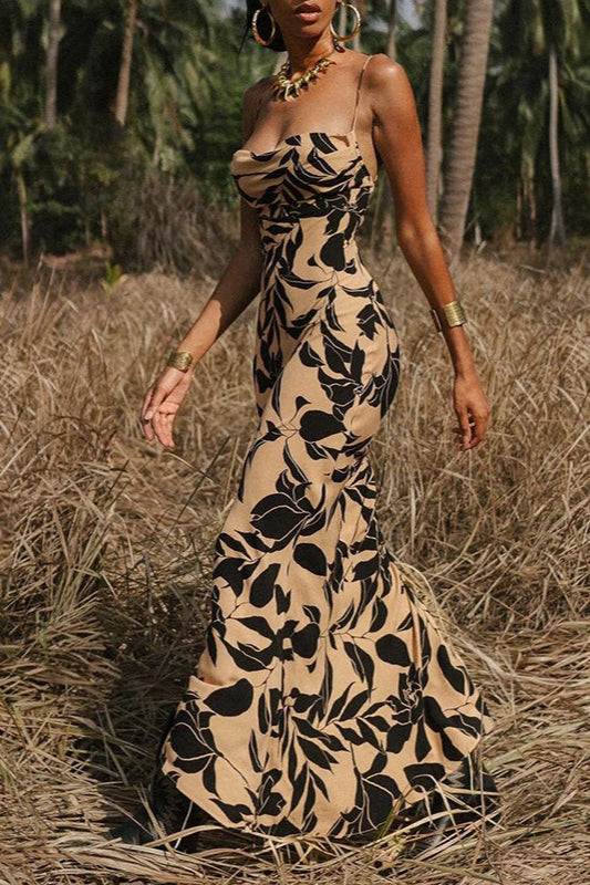 Printed Spaghetti Strap Maxi Dress