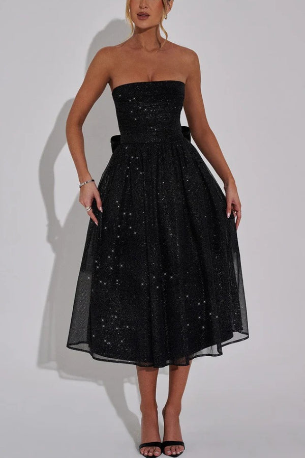 Off-shoulder Backless Bow Maxi Dress