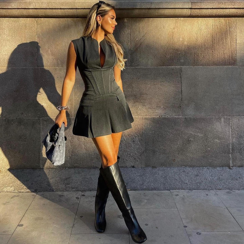 Melody - Corset Pleated Mini Dress