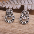 Hoop Silver Beads Earrings