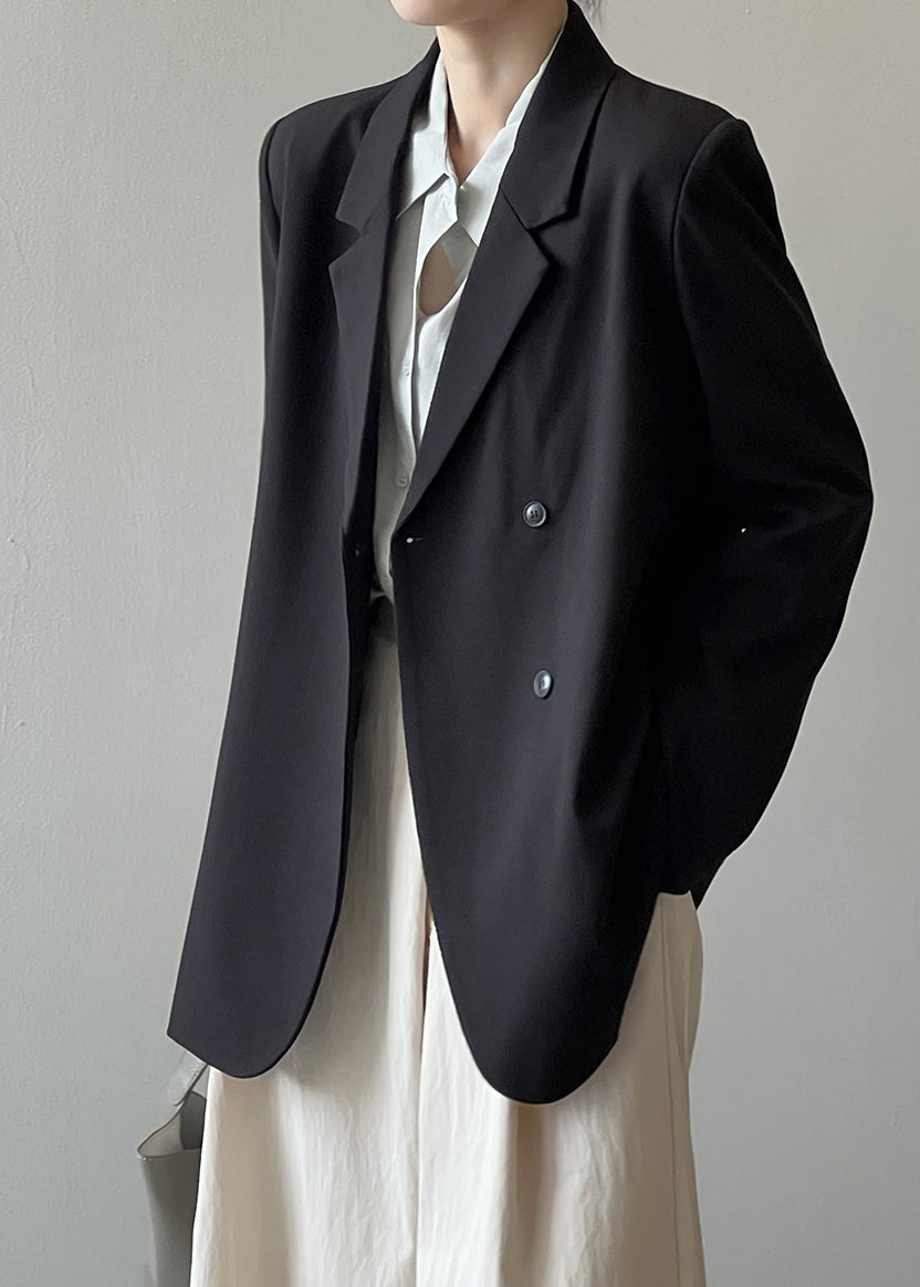 Black Pockets Boutique Suit Coats Notched Fall Wd013