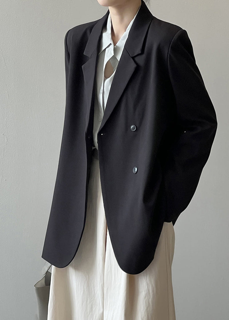 Black Pockets Boutique Suit Coats Notched Fall Wd013