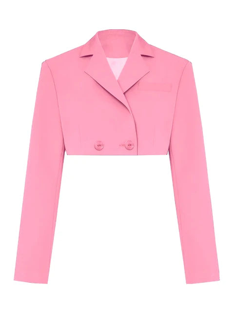 Black Blazer Sets Two Piece Cropped Blazer Jacket Coat and Mini Skirts Sets for Suit