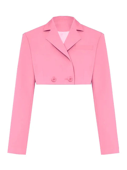 Black Blazer Sets Two Piece Cropped Blazer Jacket Coat and Mini Skirts Sets for Suit