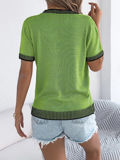 Carolina - Classic Striped Crewneck Knit Blouse