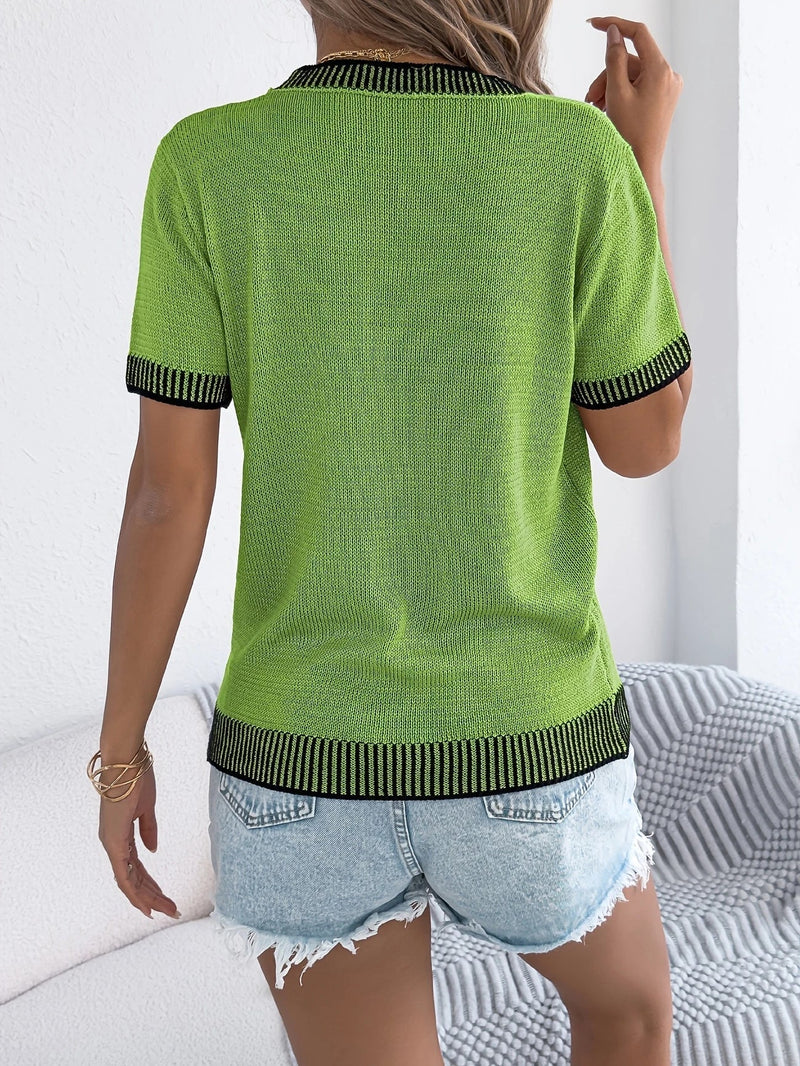 Carolina - Classic Striped Crewneck Knit Blouse