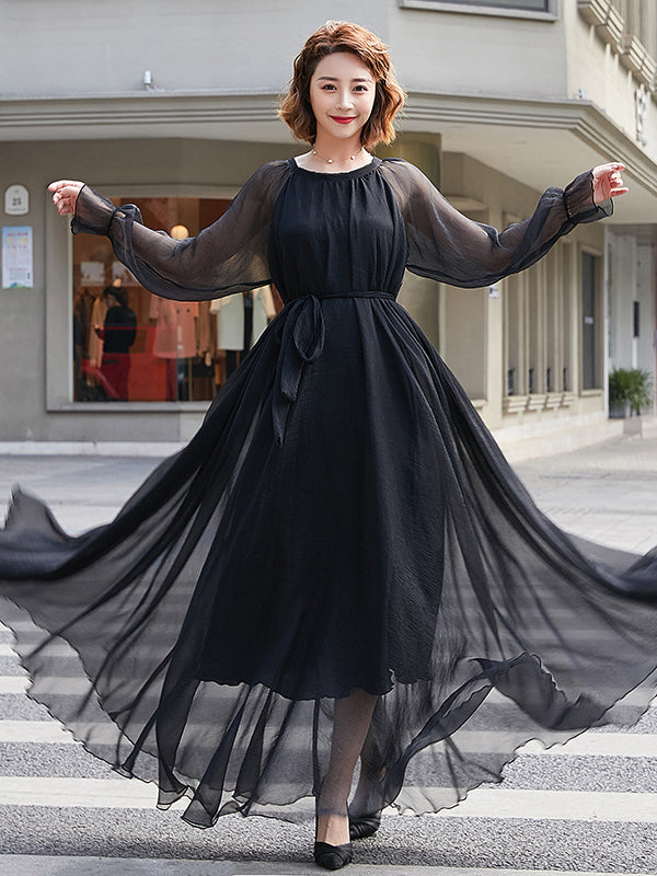 Artistic Retro Loose Color Maxi Dress